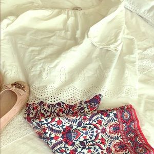 Eyelet white off shoulders top . Loft size L